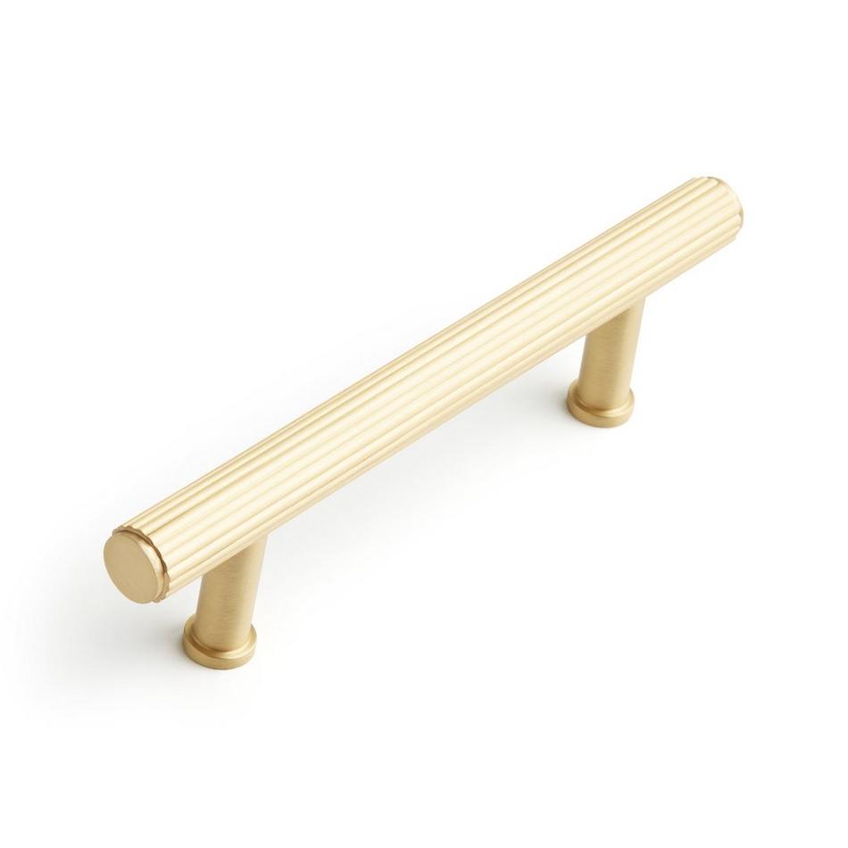 6" Brixlee Reeded Brass Cabinet Pull - Satin Brass, , large image number 0