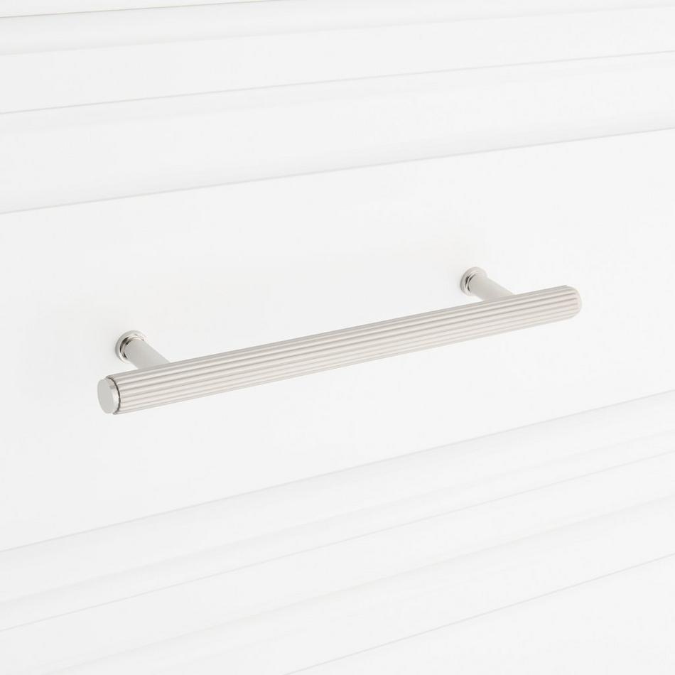 Brixlee Reeded Brass Cabinet Pull - Brushed Nickel/Polished Nickel - 6" Centers, , large image number 2