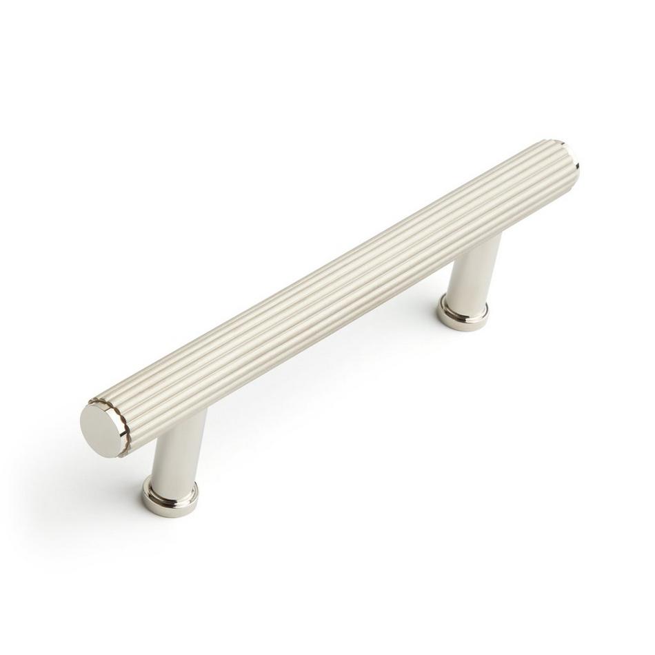 6" Brixlee Reeded Brass Cabinet Pull - Brushed Nickel/Polished Nickel, , large image number 0
