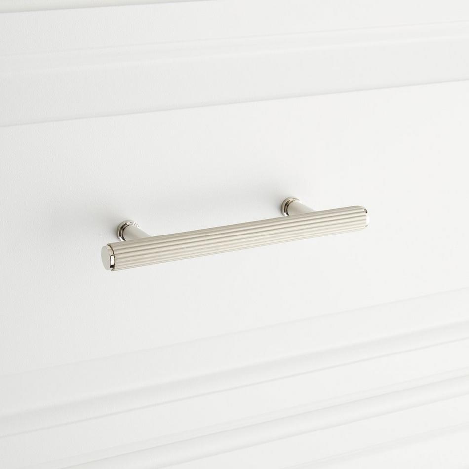 6" Brixlee Reeded Brass Cabinet Pull - Brushed Nickel/Polished Nickel, , large image number 3
