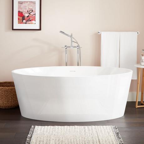 63" Lesa Solid Surface Freestanding Tub - Glossy Finish