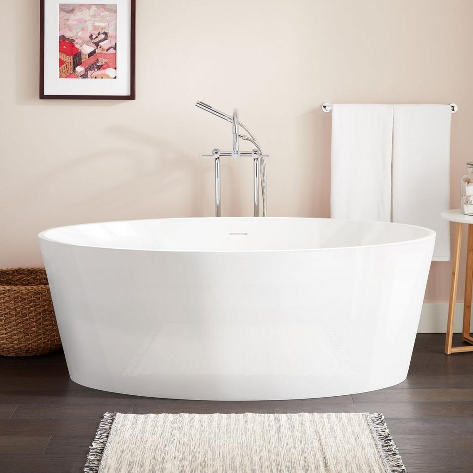 63" Lesa Solid Surface Freestanding Tub - Glossy Finish, , large image number 0