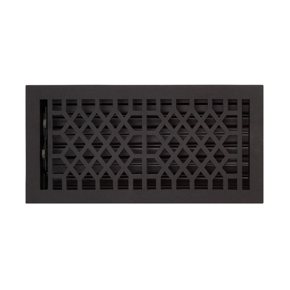 Antique Style Cast Iron Oversized Floor Register-Black Powder Coat-12"x10" (13-1/4"x13-1/4" Overall), , large image number 0
