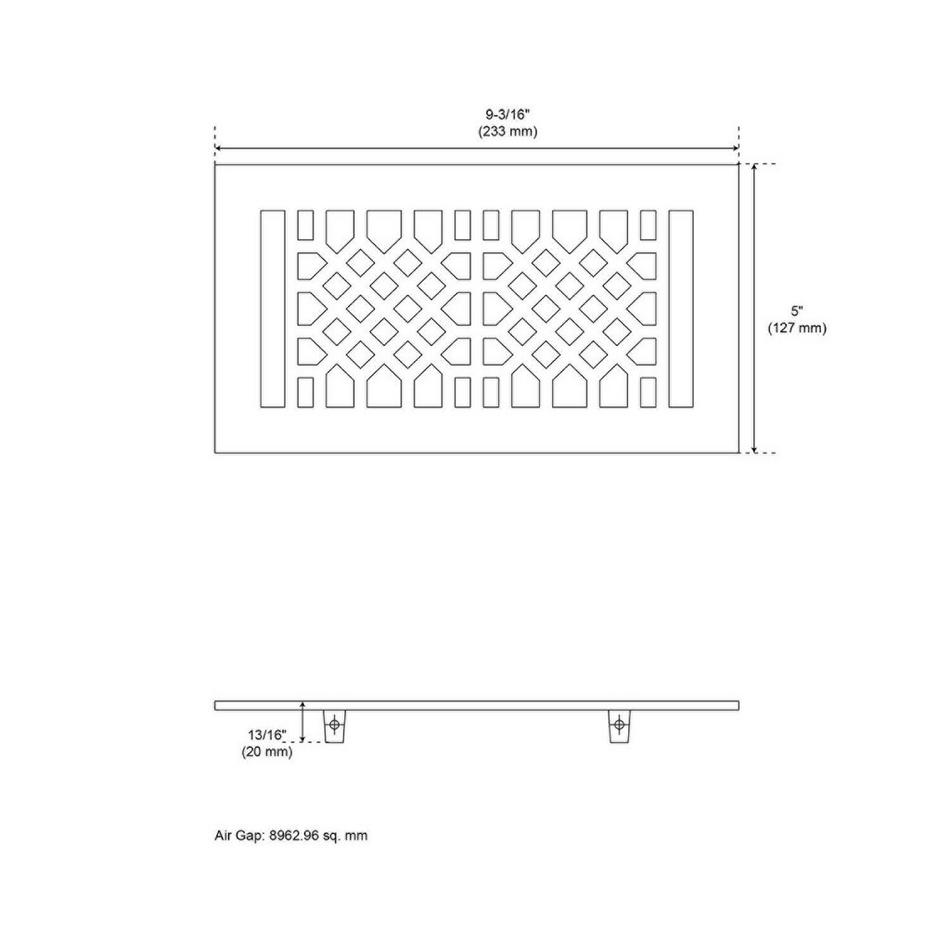 Antique Style Cast Iron Floor/Wall Register-Black Powder Coat-4"x8" (5-1/4"x9-1/2" Overall), , large image number 2