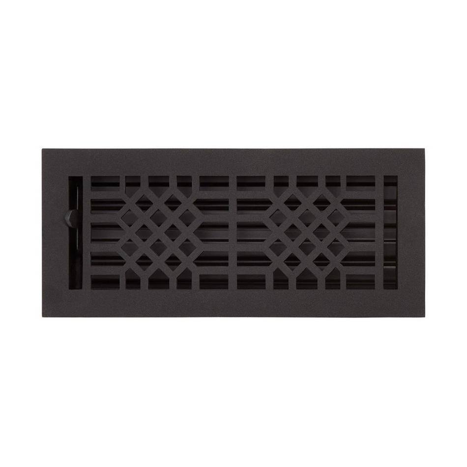 Antique Style Cast Iron Oversized Floor Register-Black Powder Coat-6"x30" (6-3/4"x31-7/8" Overall), , large image number 0