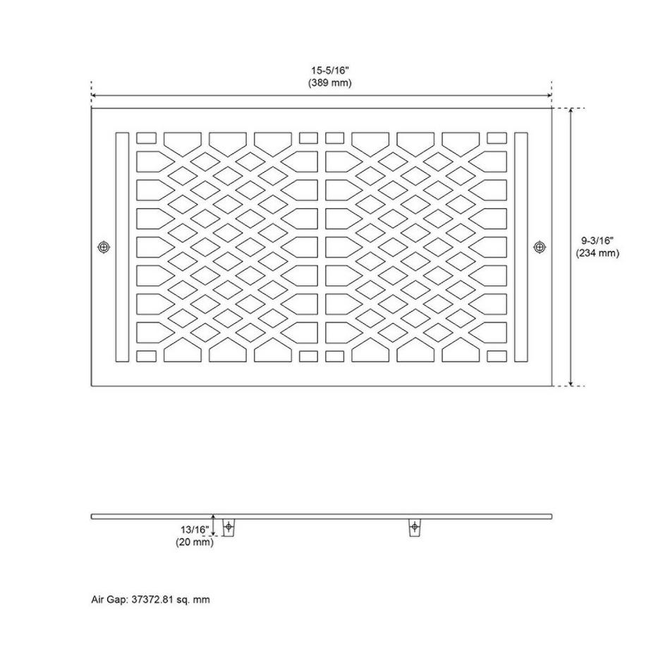 Antique Style Cast Iron Oversized Wall Register-Black Powder Coat-8"x14" (9-7/16"x15-5/8" Overall), , large image number 2