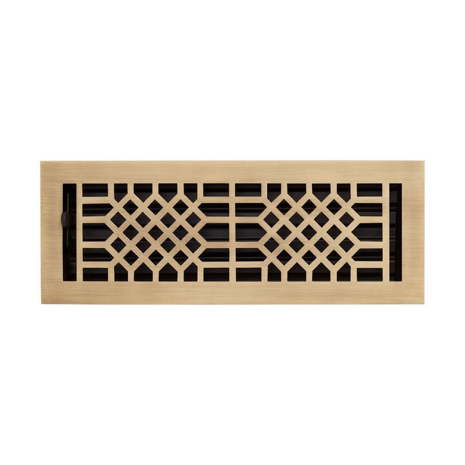 Antique Style Brass Floor/Wall Register - Antique Brass - 4" x 14" (5" x 15-3/4" Overall), , large image number 0