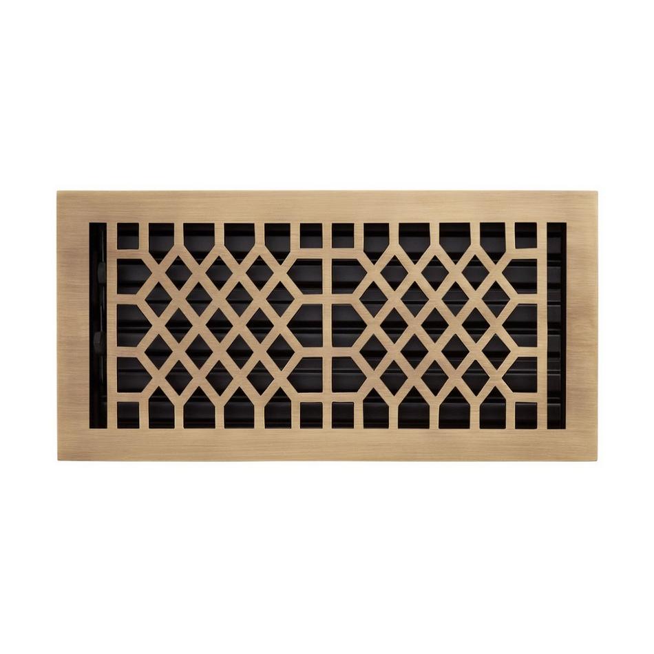 Antique Style Brass Oversized Floor Register - Antique Brass - 6" x 14" (6-3/4" x 15-3/4" Overall), , large image number 0