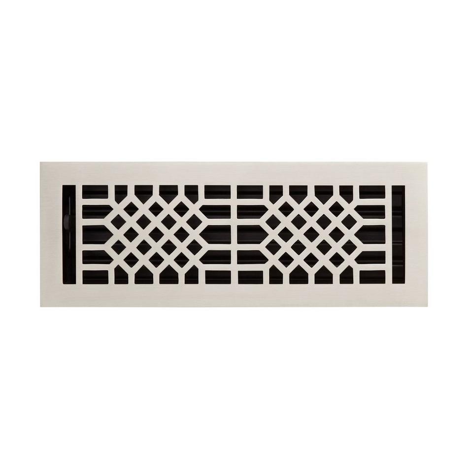Antique Style Brass Floor/Wall Register - Brushed Nickel - 4" x 10" (5" x 11-5/8" Overall), , large image number 0
