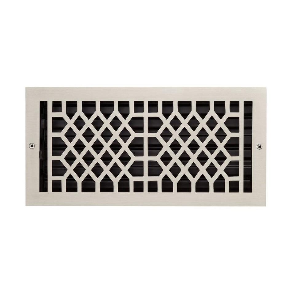 Antique Style Brass Oversized Wall Register - Brushed Nickel - 6" x 14" (6-3/4" x 15-3/4" Overall), , large image number 0