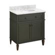 30" Elmdale Vanity with Undermount Sink - Dark Olive Green - Carrara Marble - Widespread, , large image number 1