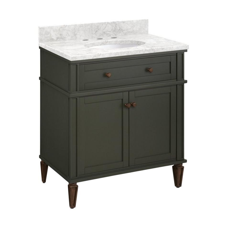30" Elmdale Vanity with Undermount Sink - Dark Olive Green - Carrara Marble - Widespread, , large image number 1
