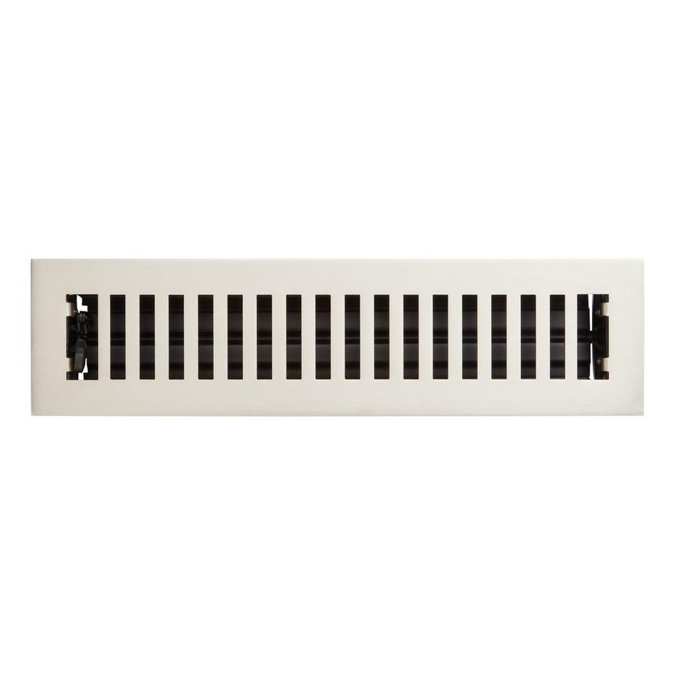 Modern Steel Floor/Wall Register - Brushed Nickel - 2-1/4" x 12" (3-9/16" x 13-3/8" Overall), , large image number 0