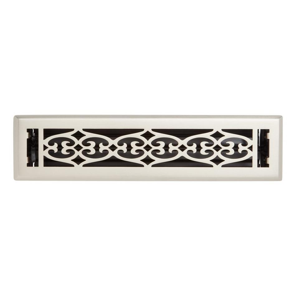 Old Victorian Steel Floor/Wall Register - Brushed Nickel - 2-1/4" x 12" (3-9/16" x 13-3/8" Overall), , large image number 0