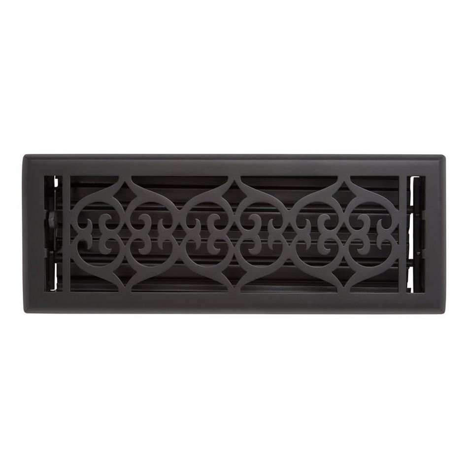 Old Victorian Steel Floor/Wall Register - Matte Black - 4" x 10" (5-1/4" x 11-5/16" Overall), , large image number 0