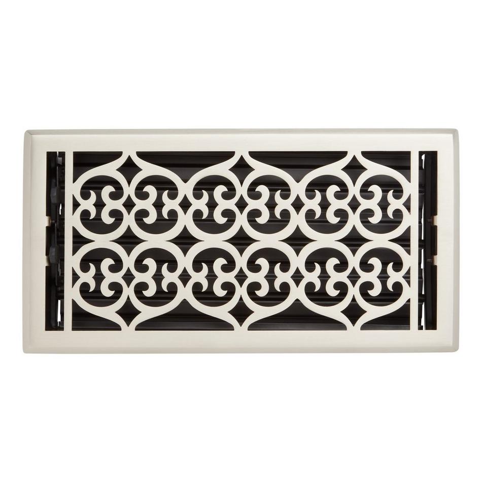 Old Victorian Steel Oversized Floor Register - Brushed Nickel - 6" x 14" (7" x 15-1/4" Overall), , large image number 0