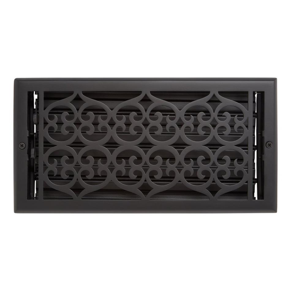 Old Victorian Steel Oversized Wall Register - Matte Black - 6" x 14" (7" x 15-1/4" Overall), , large image number 0