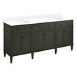 72" Elmdale Vanity with Undermount Sinks - Dark Olive Green - Feathered White Quartz - Widespread, , large image number 0