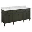 72" Elmdale Vanity with Undermount Sinks - Dark Olive Green - Carrara Marble - Widespread, , large image number 1