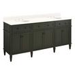 72" Elmdale Vanity with Undermount Sinks - Dark Olive Green - Arctic White Quartz - Widespread, , large image number 0