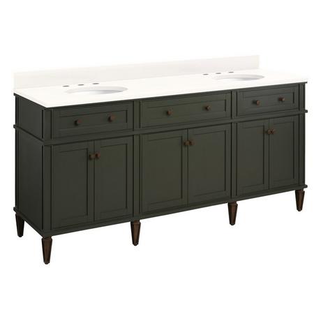 72" Elmdale Vanity with Undermount Sinks - Dark Olive Green
