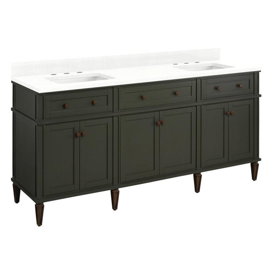72" Elmdale Vanity with Rectangle Undermount Sinks - Dark Olive Green - Feathered White - Widespread, , large image number 0