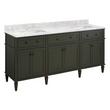 72" Elmdale Vanity with Rectangular Undermount Sinks - Dark Olive Green - Carrara - Single Hole, , large image number 1