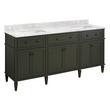 72" Elmdale Vanity with Rectangular Undermount Sinks - Dark Olive Green - Carrara - No Faucet Holes, , large image number 0