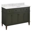 48" Elmdale Vanity with Undermount Sink - Dark Olive Green - Carrara Marble - Widespread, , large image number 1