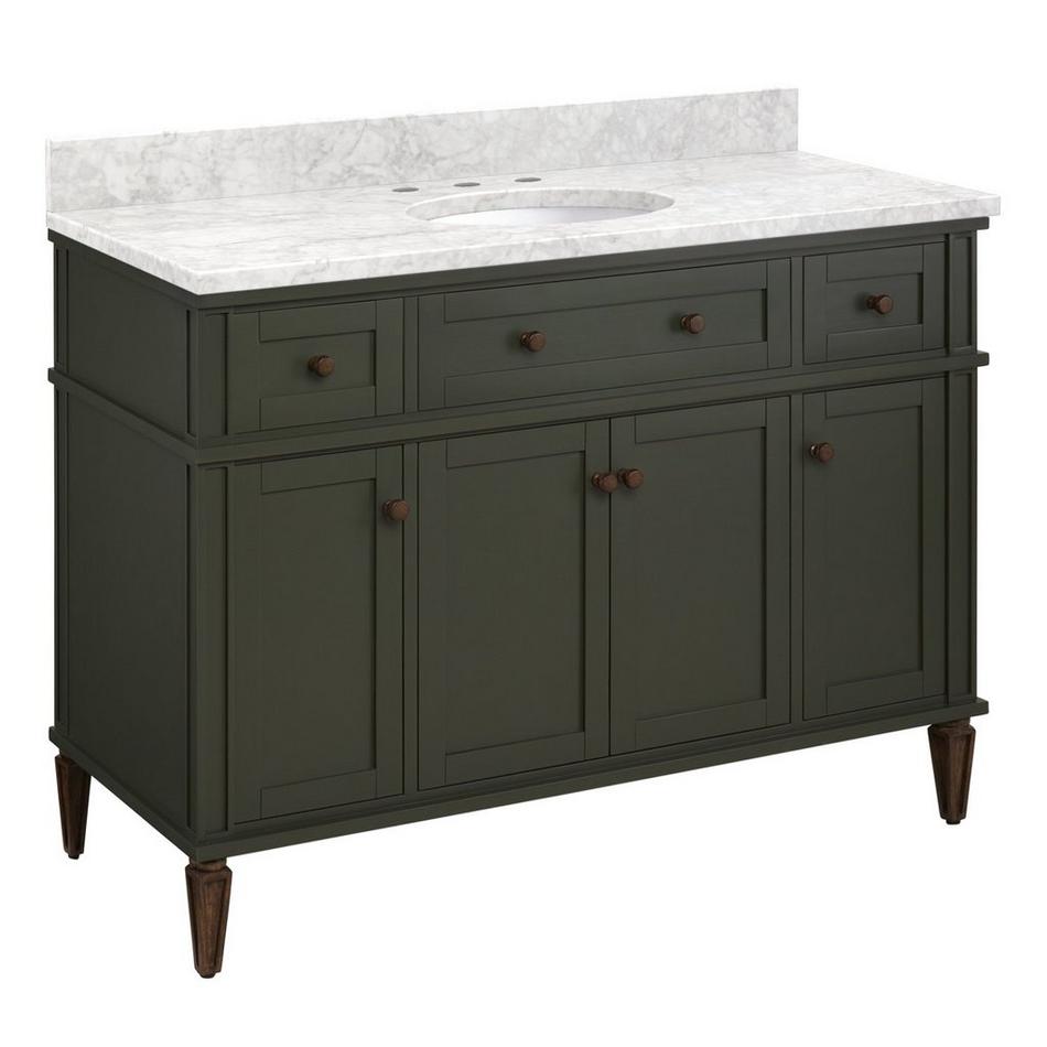 48" Elmdale Vanity with Undermount Sink - Dark Olive Green - Carrara Marble - Widespread, , large image number 1