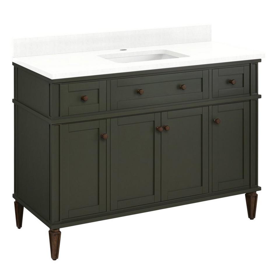 48" Elmdale Vanity with Rectangle Undermount Sink - Dark Olive Green - Feathered White - Single Hole, , large image number 0
