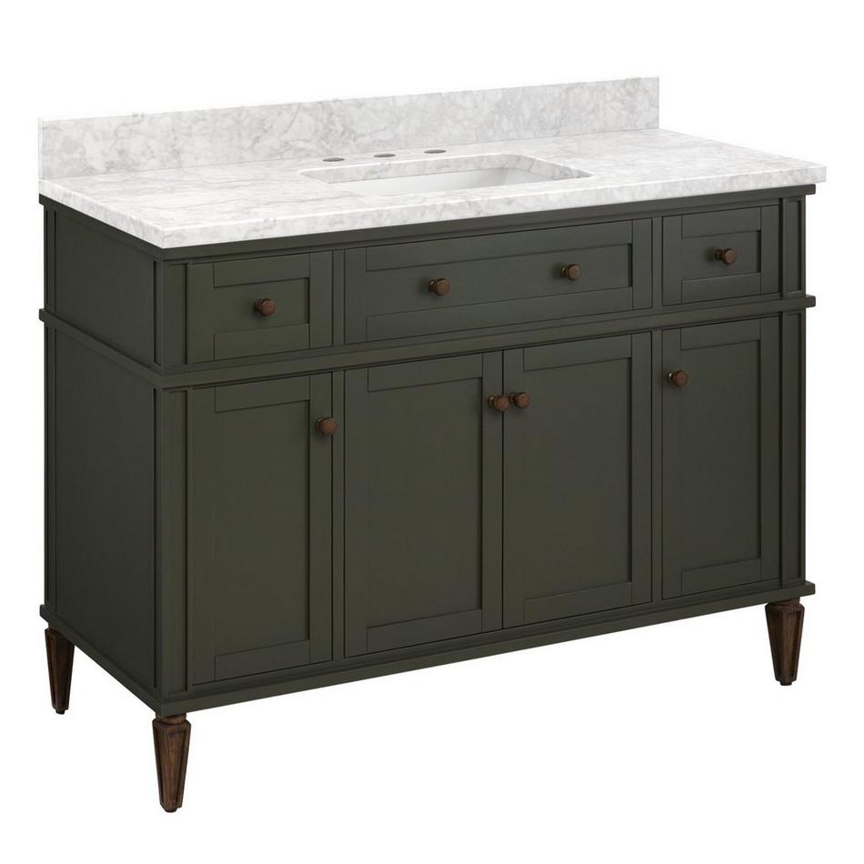 48" Elmdale Vanity with Rectangular Undermount Sink - Dark Olive Green - Carrara Marble - Widespread, , large image number 1