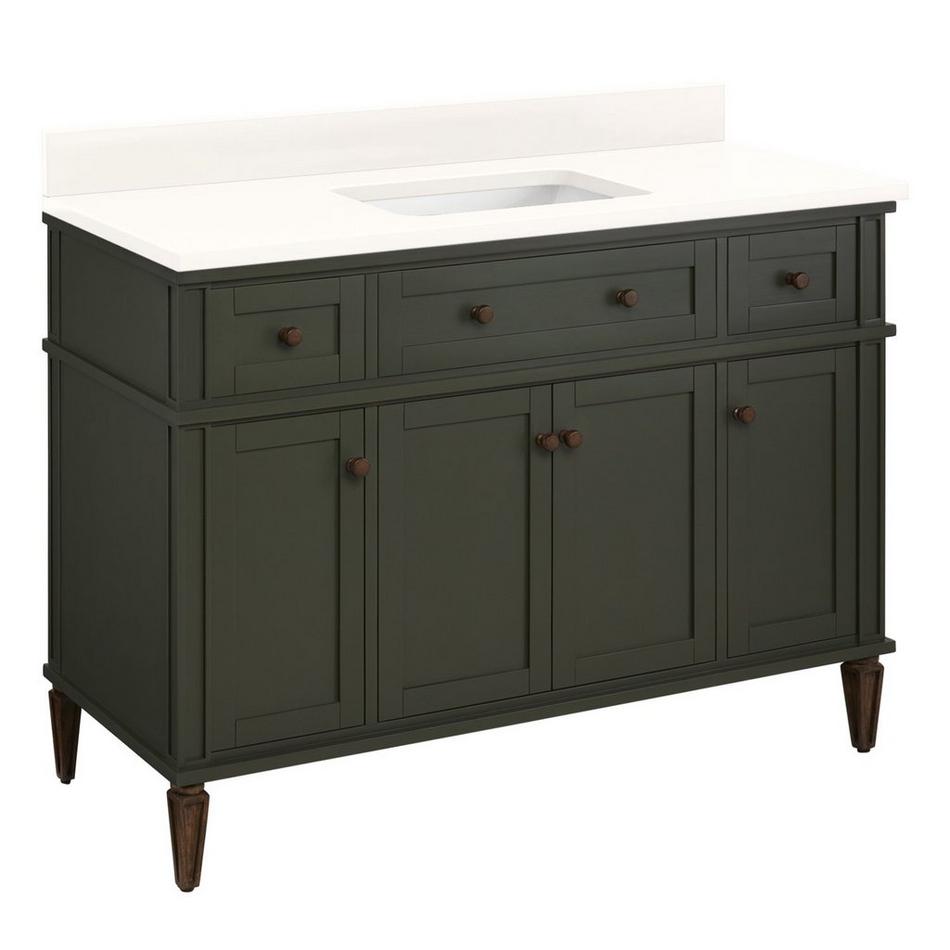 48" Elmdale Vanity with Rectangle Undermount Sink - Dark Olive Green - Arctic White - No Faucet Hole, , large image number 1