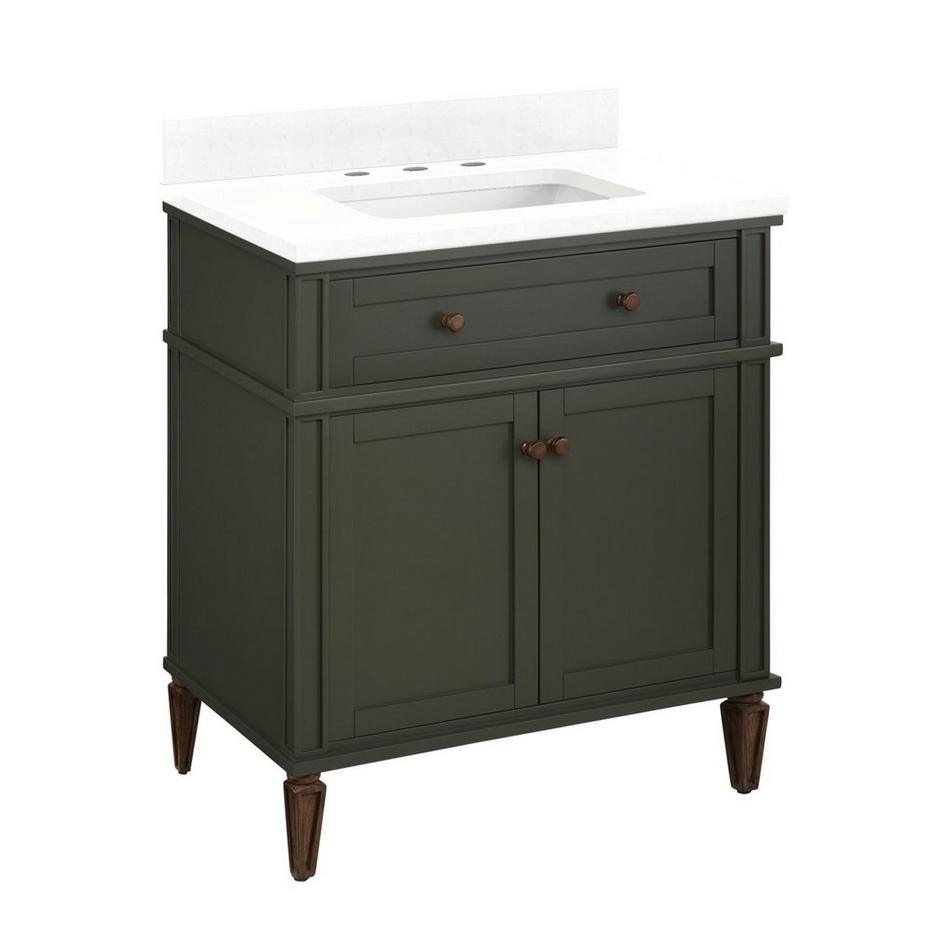 30" Elmdale Vanity with Rectangle Undermount Sink - Dark Olive Green - Feathered White - Widespread, , large image number 0