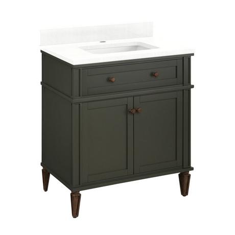 30" Elmdale Vanity with Rectangular Undermount Sink - Dark Olive Green