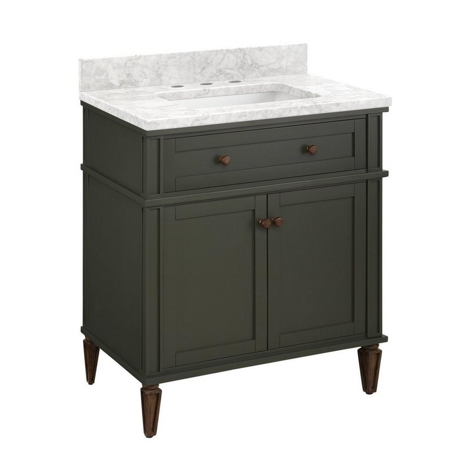 30" Elmdale Vanity with Rectangular Undermount Sink - Dark Olive Green - Carrara Marble - Widespread, , large image number 1
