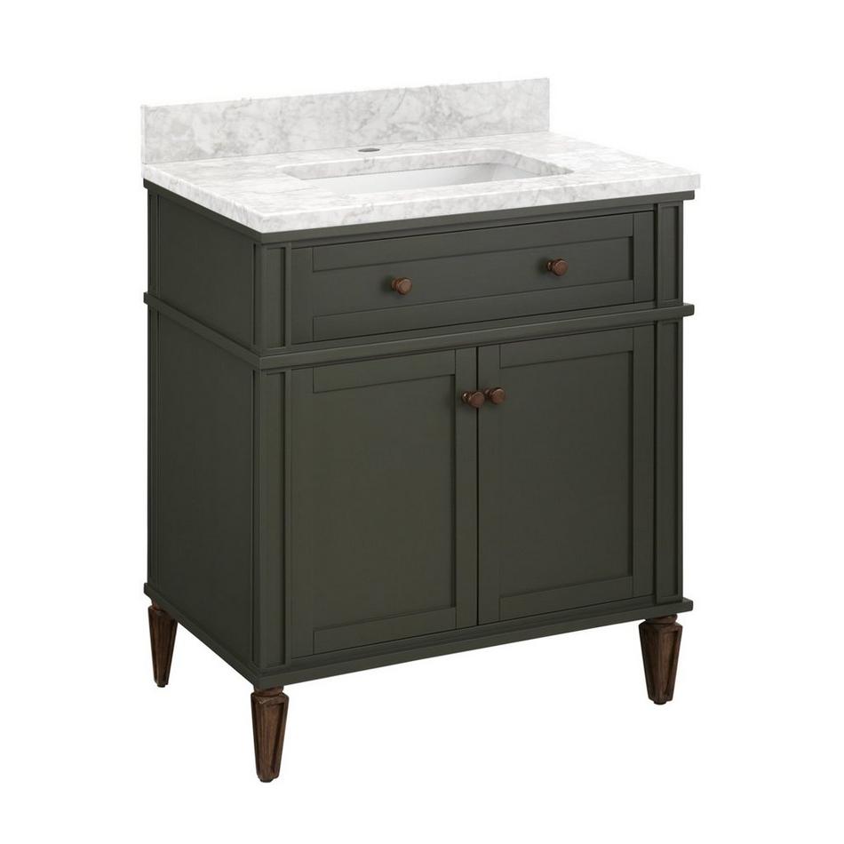 30" Elmdale Vanity with Rectangular Undermount Sink - Dark Olive Green - Carrara - Single Hole, , large image number 1