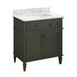 30" Elmdale Vanity with Rectangular Undermount Sink - Dark Olive Green - Carrara - No Faucet Holes, , large image number 0