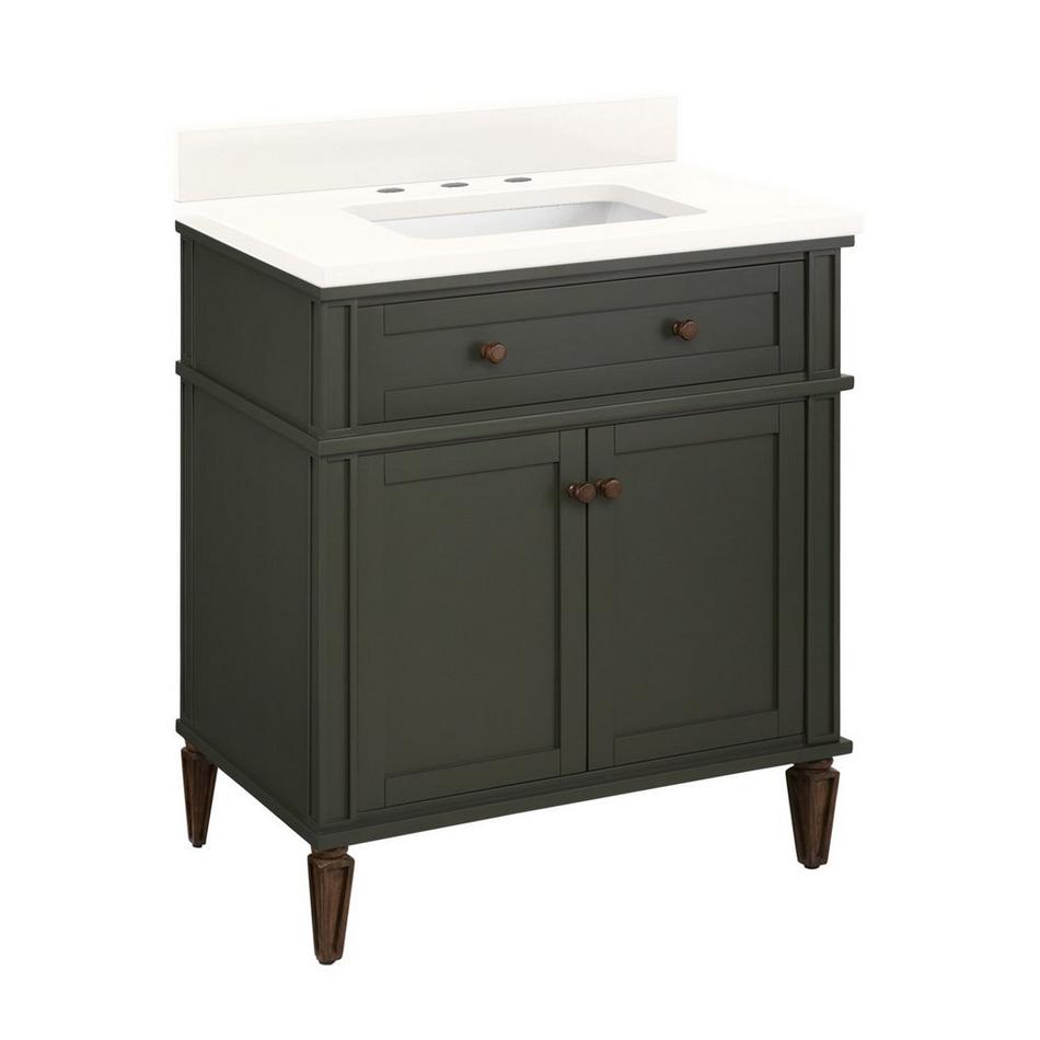 30" Elmdale Vanity with Rectangular Undermount Sink - Dark Olive Green - Arctic White - Widespread, , large image number 0