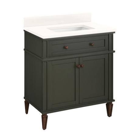 30" Elmdale Vanity with Rectangular Undermount Sink - Dark Olive Green