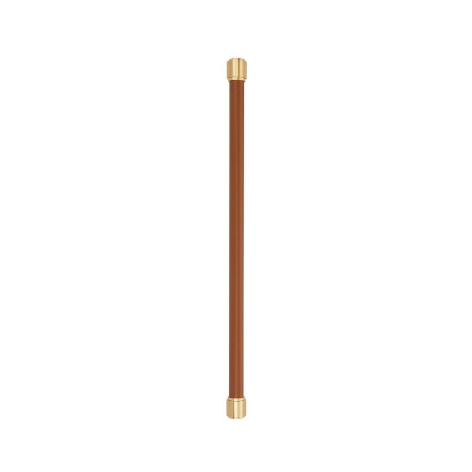 18" Lazzara Appliance Pull Cognac Leather - Champagne Bronze, , large image number 1