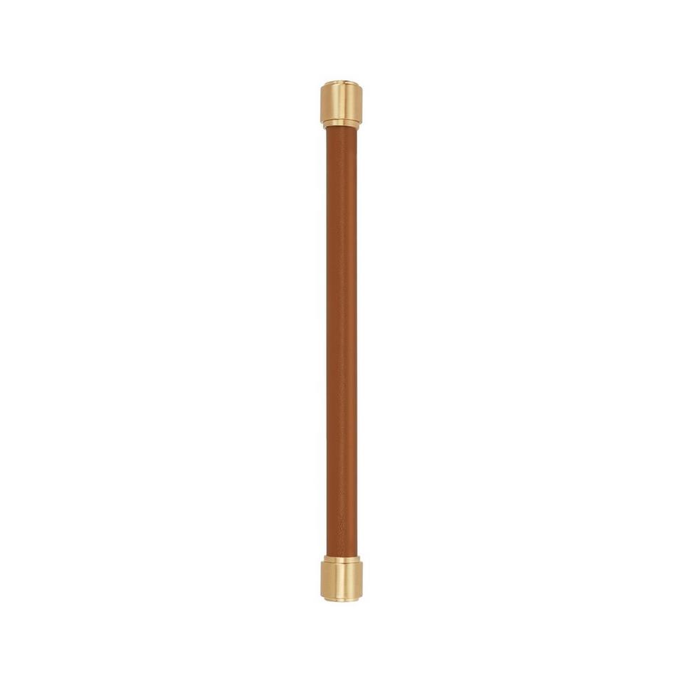 12" Lazzara Appliance Pull Cognac Leather - Champagne Bronze, , large image number 1