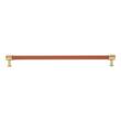 12-5/8" Lazzara Oversized Cabinet Pull Cognac Leather - Golden Champagne, , large image number 2