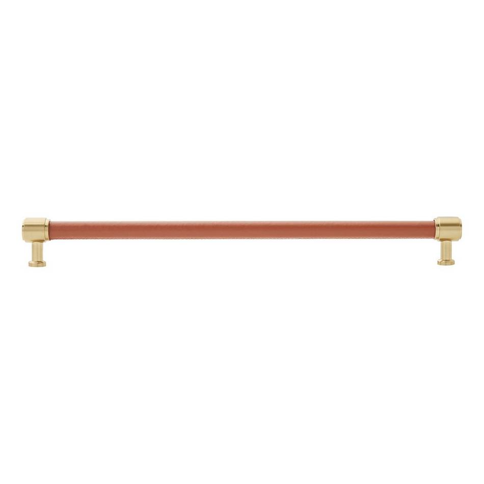 12-5/8" Lazzara Oversized Cabinet Pull Cognac Leather - Golden Champagne, , large image number 2