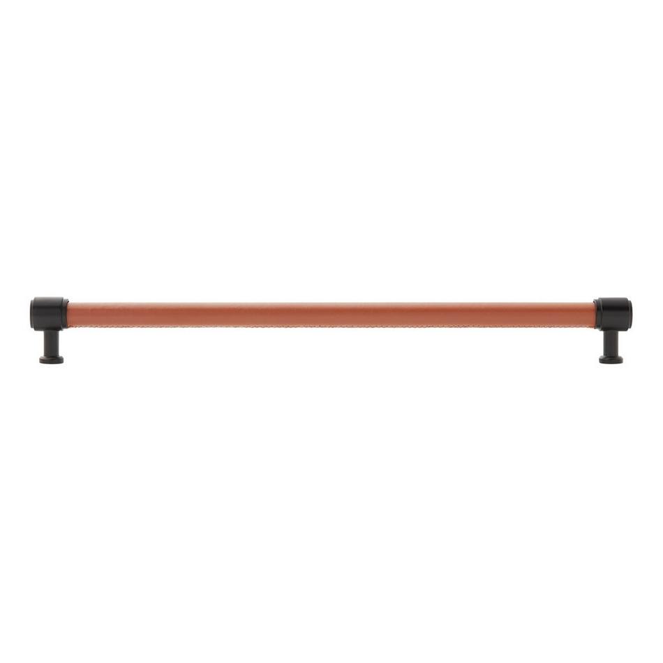 12-5/8" Lazzara Oversized Cabinet Pull Cognac Leather - Matte Black, , large image number 2