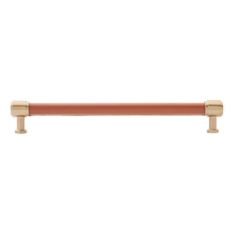 10-1/16" Lazzara Oversized Cabinet Pull Cognac Leather - Champagne Bronze, , large image number 2