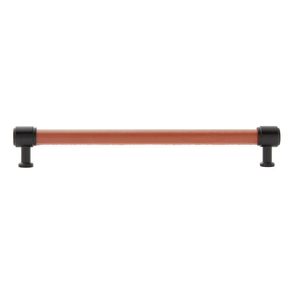 10-1/16" Lazzara Oversized Cabinet Pull Cognac Leather - Matte Black, , large image number 2