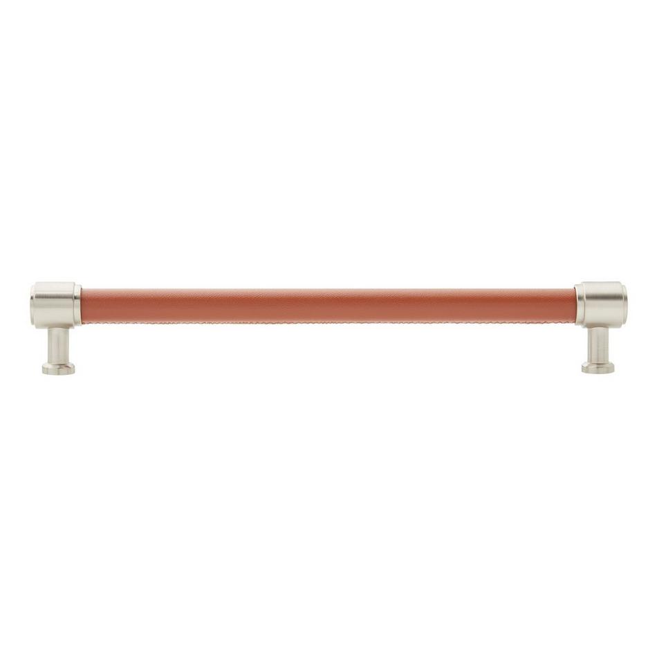 8-13/16" Lazzara Oversized Cabinet Pull Cognac Leather - Satin Nickel, , large image number 2