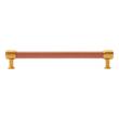 6-5/16" Lazzara Cabinet Pull Cognac Leather - Brushed Gold, , large image number 2