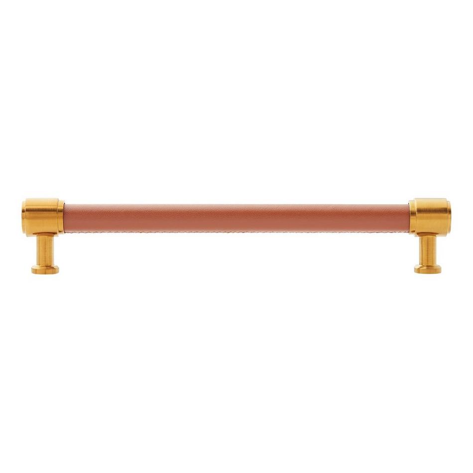 6-5/16" Lazzara Cabinet Pull Cognac Leather - Brushed Gold, , large image number 2